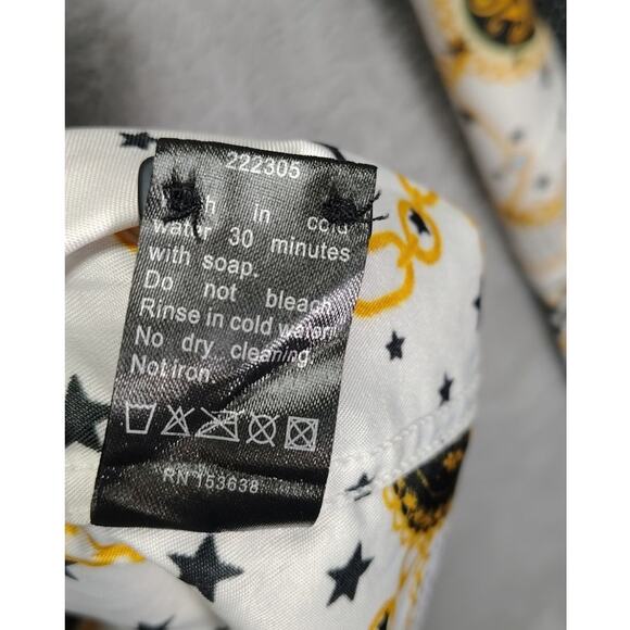 BC Collection Spangled Modern Button Up Long Sleeve Monogram Gold Chain Shirt - Picture 8 of 9